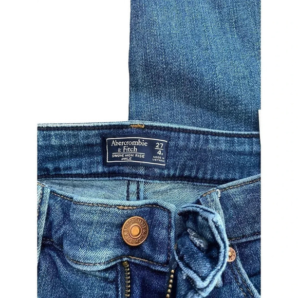 Abercrombie & Fitch Women's Blue Simone High Rise Ankle Cutout Jeans Size 27/4R - Picture 4 of 4